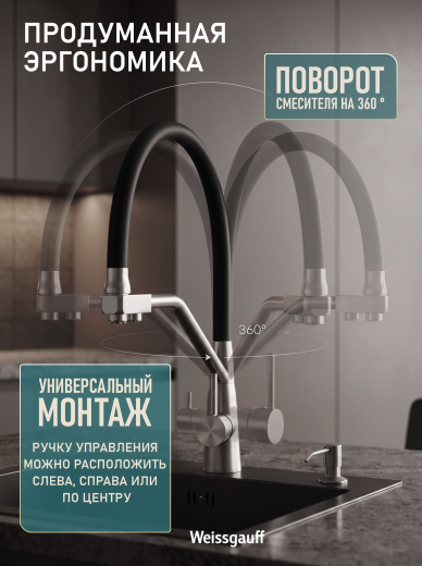 �������� ��������� Weissgauff WKF 3422 inox/black pure water