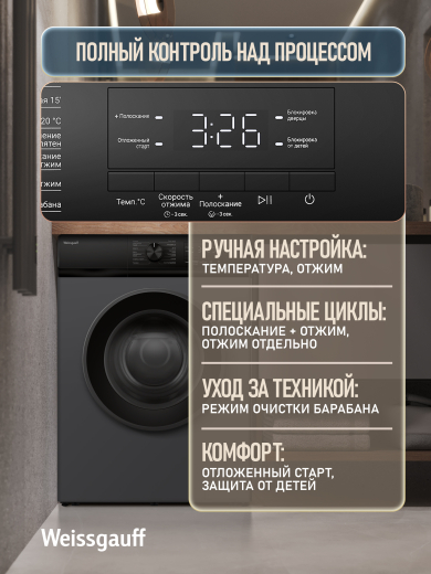C��������� ������ � ���������� � ����� Weissgauff WM 39106 Inverter Steam Grey
