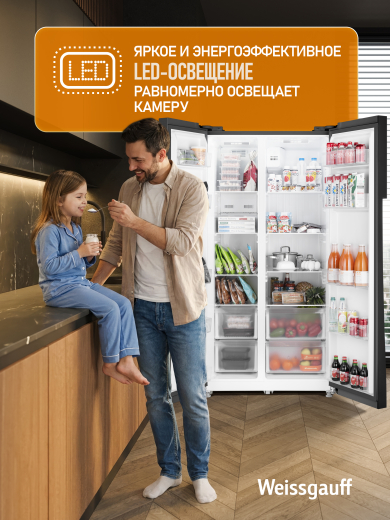 ��������������� ����������� � ���������� Weissgauff WSBS 550 Inverter NoFrost Dark Grey