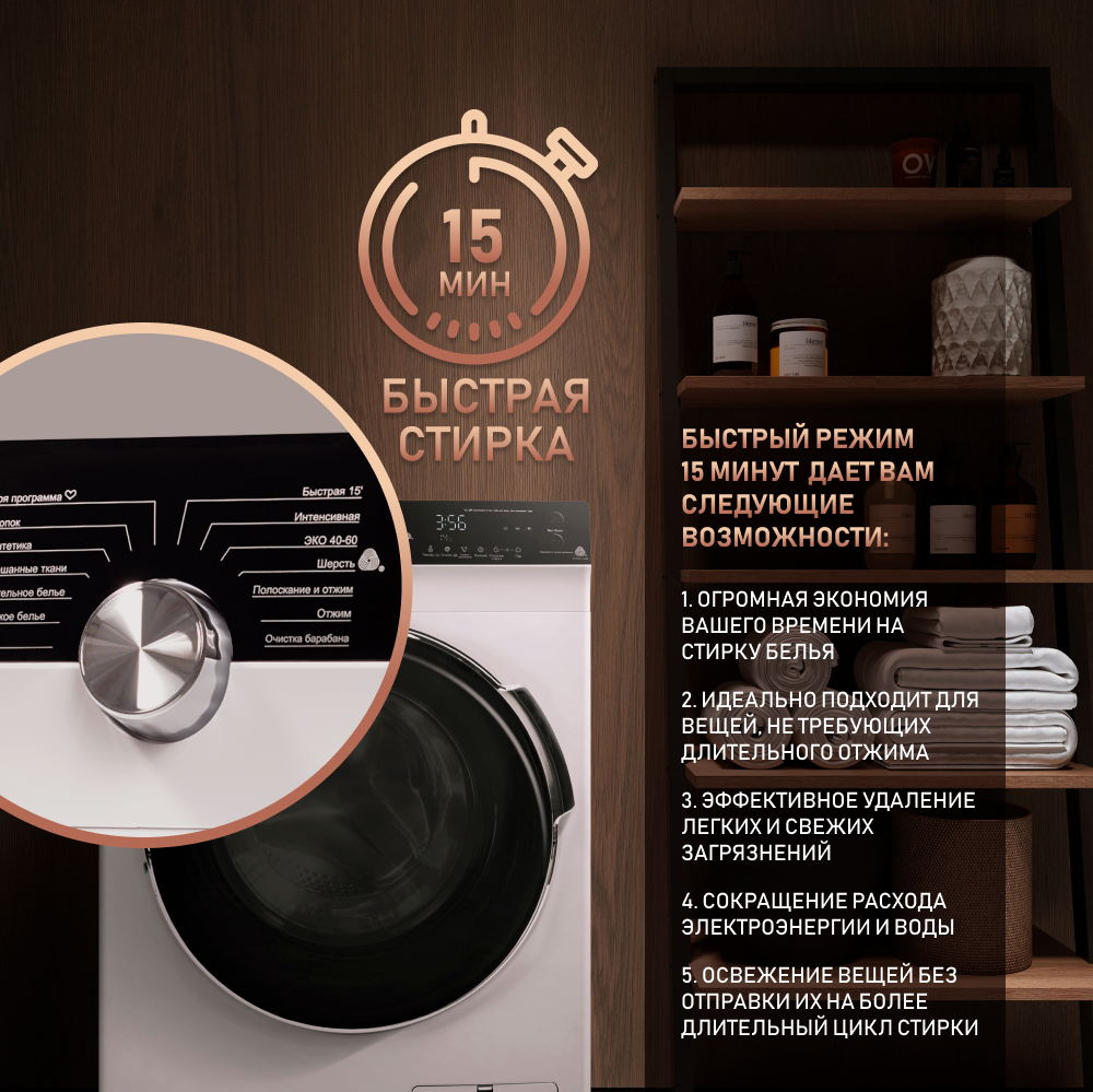 Стиральная машина с инвертором и паром Weissgauff WM 4947 DC Inverter ...