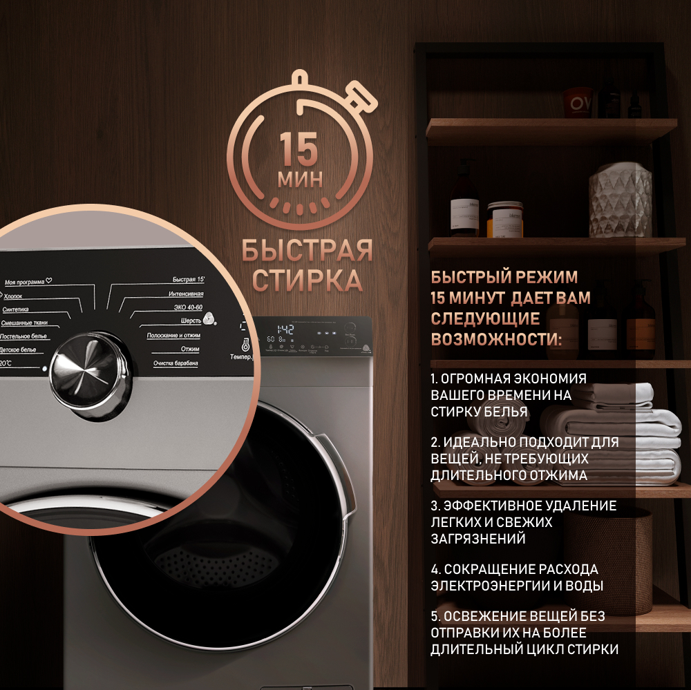 Стиральная машина с инвертором и паром Weissgauff WM 59412 DC Inverter ...