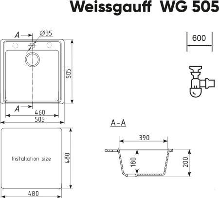 Мойка Weissgauff WG 50501 White 