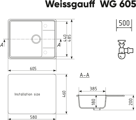 Мойка Weissgauff WG 60508 Anthracite 