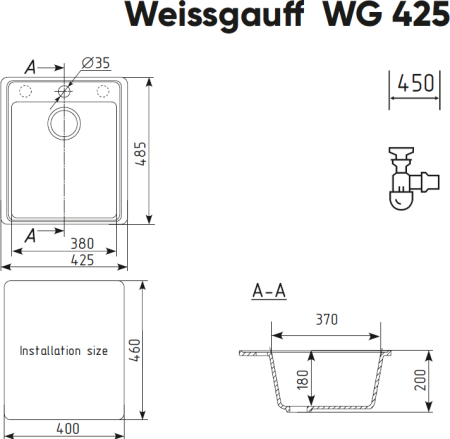 Мойка Weissgauff WG 42508 Anthracite