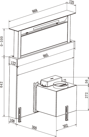 Кухонная встраиваемая в столешницу вытяжка с инвертором Weissgauff Down Draft 900 Touch Inverter Black 
