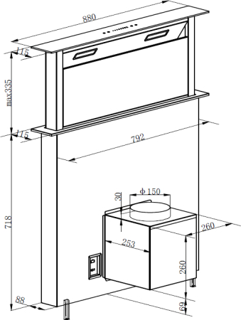Кухонная встраиваемая в столешницу вытяжка Weissgauff Down Draft Lich 90 WH Sensor
