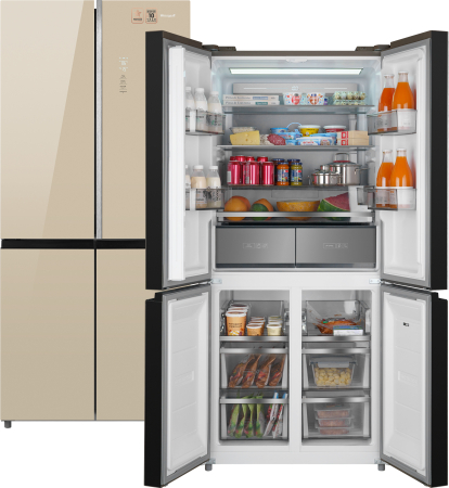     Weissgauff WCD 590 Nofrost Inverter Premium EcoFresh Gold Glass