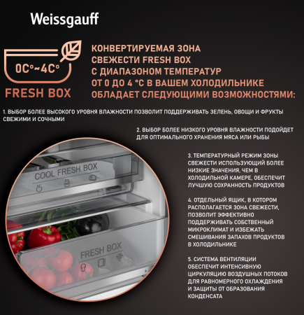   Weissgauff WRK 195 D Full NoFrost Dark Grey Glass 