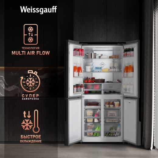 ��������������� ����������� � ���������� Weissgauff WCD 450 Inox Glass NoFrost Inverter 