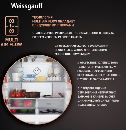 ��������������� ����������� � ���������� Weissgauff WCD 450 Inox Glass NoFrost Inverter 