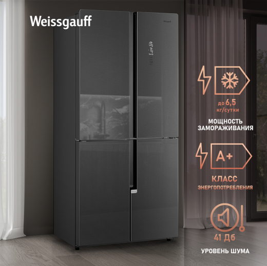 ��������������� ����������� � ���������� Weissgauff WCD 450 Inox Glass NoFrost Inverter 