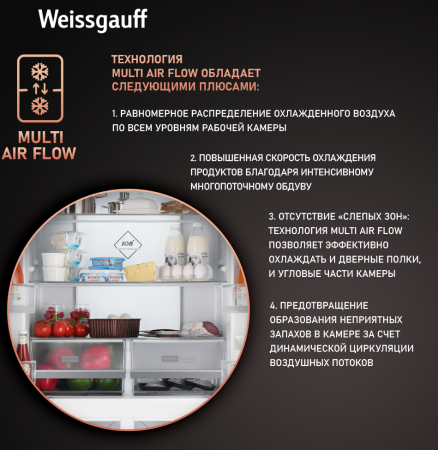     Weissgauff WCD 450 White Rock Glass NoFrost Inverter