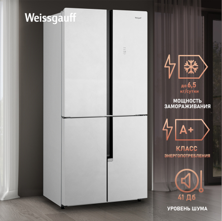     Weissgauff WCD 450 White Rock Glass NoFrost Inverter