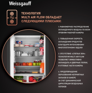   Weissgauff WFD 450 Built-in Inverter NoFrost Dark Inox