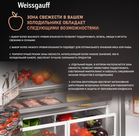   Weissgauff WFD 450 Built-in Inverter NoFrost Inox