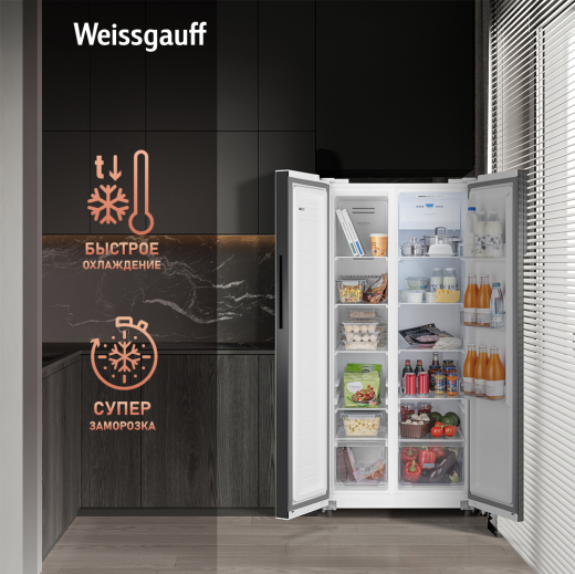 ��������������� ����������� � ���������� Weissgauff WSBS 500 Inverter NoFrost White Glass 