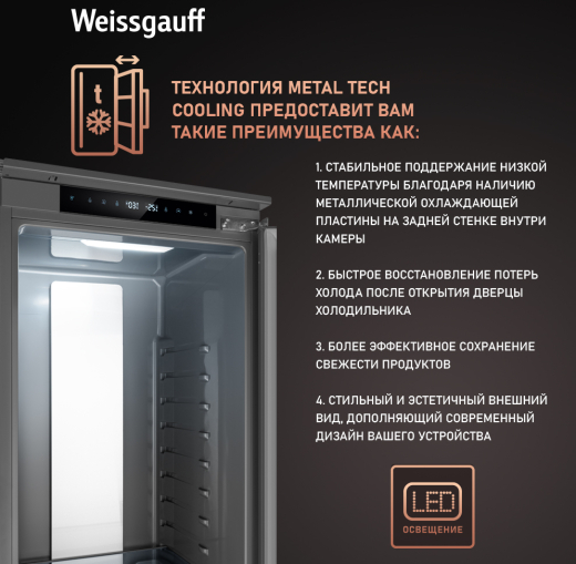 ������������ ����������� � ���������� Weissgauff WRKI 2000 Total NoFrost Inverter Premium Ecofresh Inox