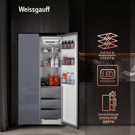     Weissgauff WSBS 590 NoFrost Inverter Premium Dark Grey Glass