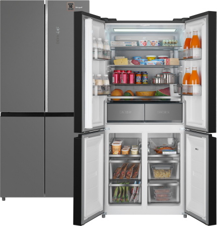     Weissgauff WCD 590 NoFrost Inverter Premium Ecofresh Bru Steel Glass