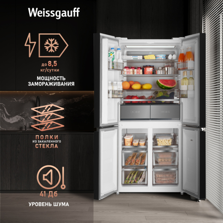     Weissgauff WCD 590 Nofrost Inverter Premium EcoFresh White Glass