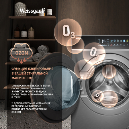 C   ,  , , ,    Weissgauff WMD 58411 Direct Drive Inverter Premium Steam Grey
