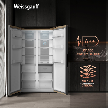     Weissgauff WSBS 1036 Inverter NoFrost Premium hampagne Glass