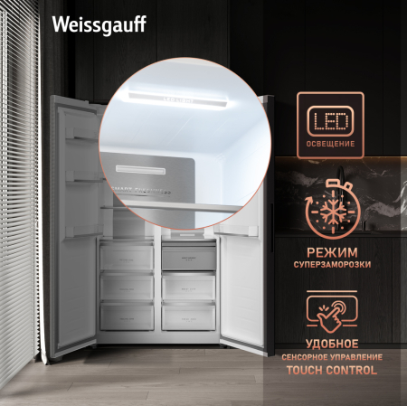     Weissgauff WSBS 1036 Inverter NoFrost Premium White Glass