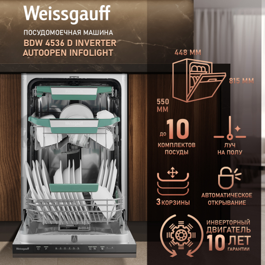 ������������ ������������� ������ � ����� �� ����, ����-����������� � ���������� Weissgauff BDW 4536 D Inverter AutoOpen Infolight