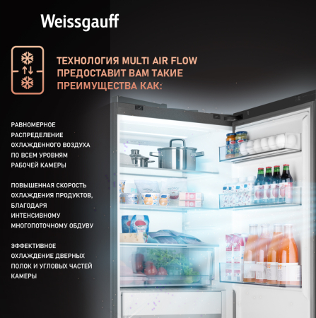   Weissgauff WFD 450 Total NoFrost Inverter Dark Grey Built-in