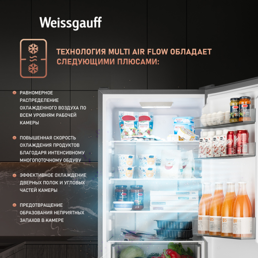 ��������������� ����������� � ���������� Weissgauff WRK 185 Total NoFrost Inverter Inox