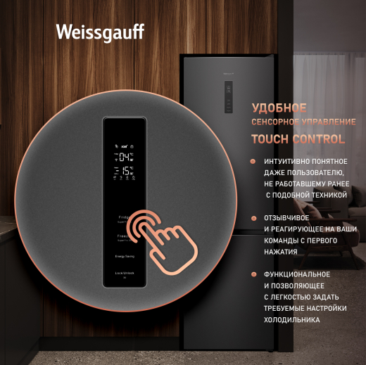��������������� ����������� � ���������� Weissgauff WRK 2000 Total NoFrost Inverter Dark Grey