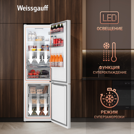 ��������������� ����������� � ���������� Weissgauff WRK 2000 Total NoFrost Inverter White Glass