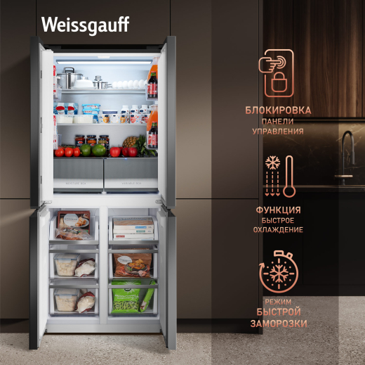 ��������������� ����������� � ���������� Weissgauff WCD 450 Rock Glass NoFrost Inverter