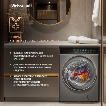 C    , , ,    Weissgauff WM 58411 Direct Drive Inverter Premium Steam Steel
