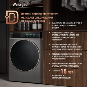 C    , , ,    Weissgauff WM 58411 Direct Drive Inverter Premium Steam Grey