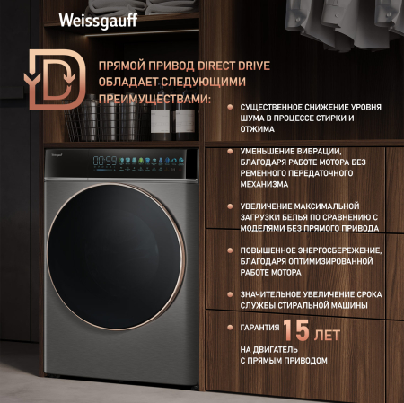 C    , , ,    Weissgauff WM 58411 Direct Drive Inverter Premium Steam Grey