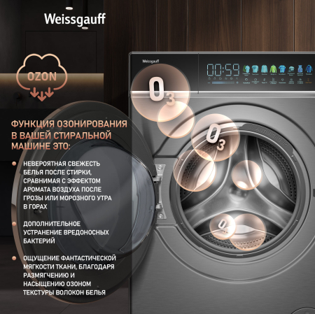 C    , , ,    Weissgauff WM 58411 Direct Drive Inverter Premium Steam Grey