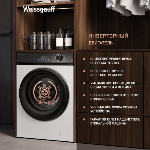 C��������� ������ � ���������� � ����� Weissgauff WM 45127 Inverter Steam Color Touch