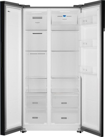 Отдельностоящий холодильник с инвертором Weissgauff WSBS 600 NoFrost Inverter Blue Glass