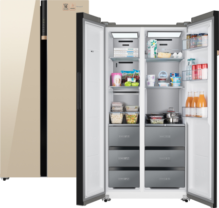 Отдельностоящий холодильник с инвертором Weissgauff WSBS 590 BeG NoFrost Inverter Premium