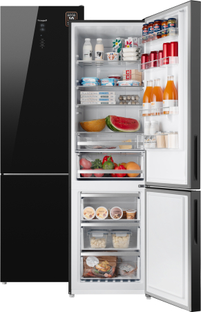 Отдельностоящий холодильник с инвертором Weissgauff WRK 2000 D Full NoFrost Inverter Black Glass