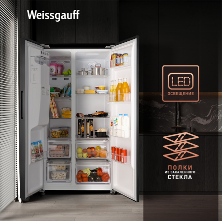 Отдельностоящий холодильник с инвертором и генератором льда Weissgauff WSBS 697 NFBX Inverter Ice Maker