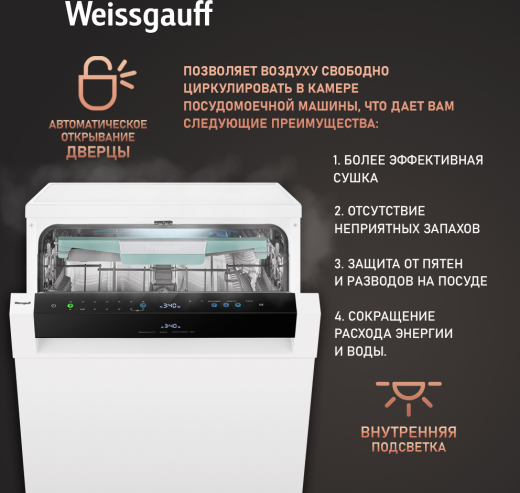 ������������� ������ � ����-����������� � ���������� Weissgauff DW 6114 Inverter Touch AutoOpen White