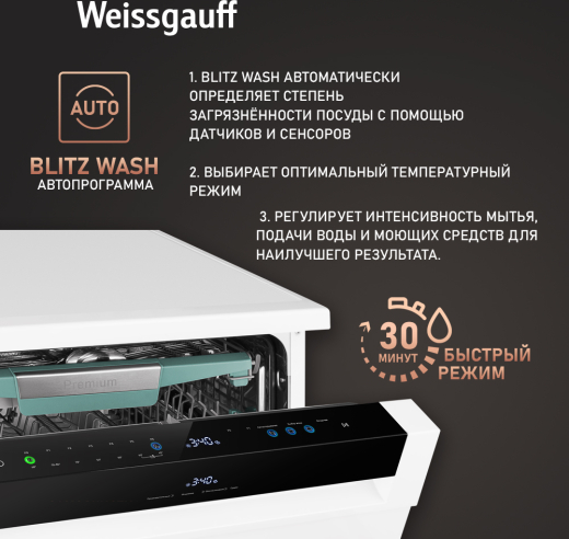 ������������� ������ � ����-����������� � ���������� Weissgauff DW 6114 Inverter Touch AutoOpen White